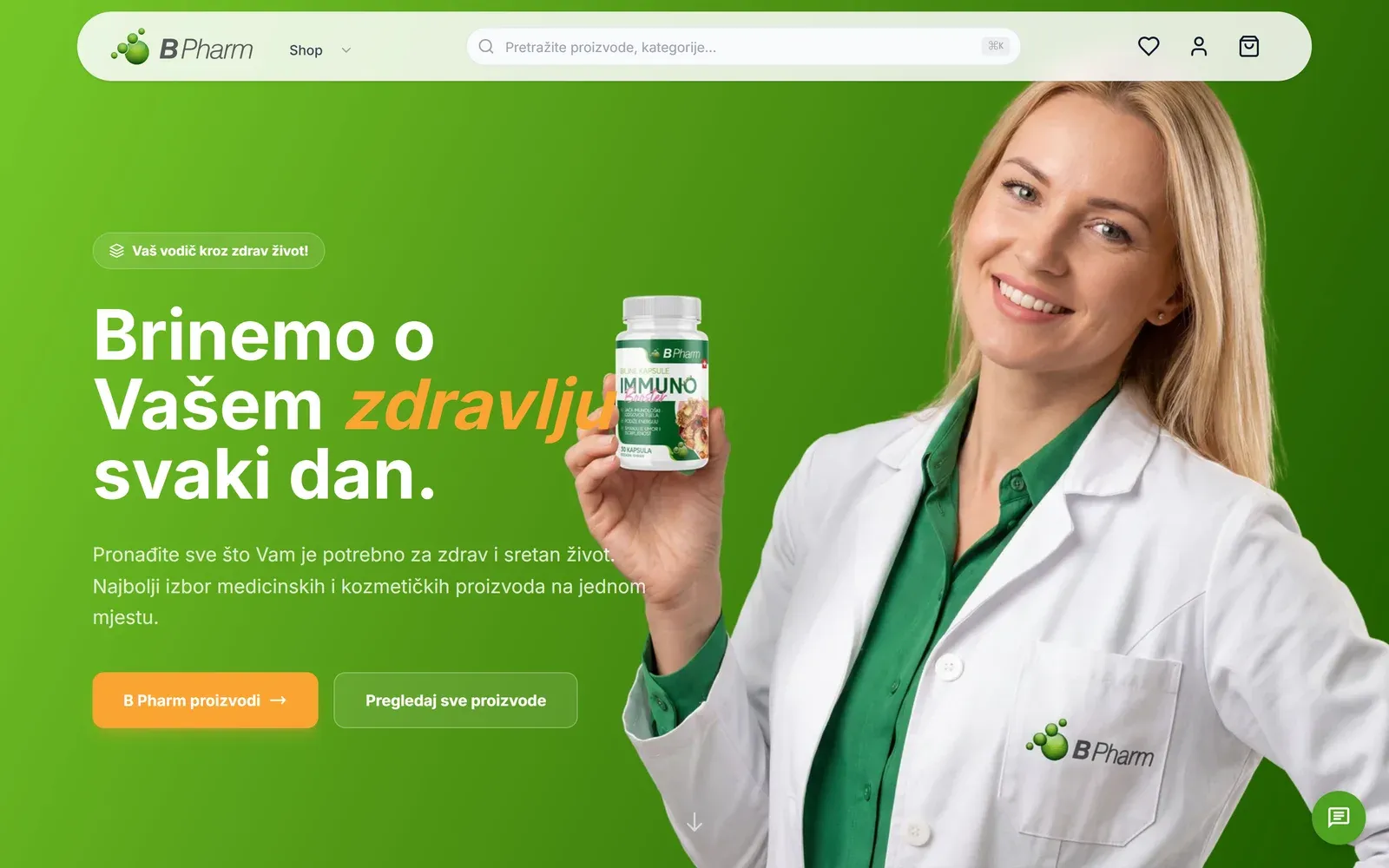Webshop B Pharm, custom rješenje koje smo gradili od nule